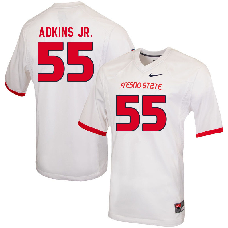 Men #55 Dante Adkins Jr. Fresno State Bulldogs College Football Jerseys Sale-White - Click Image to Close